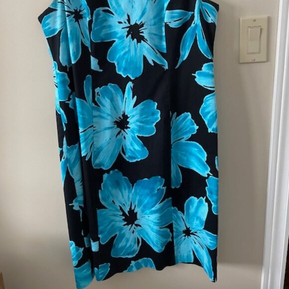 Laura -  sheath dress  - Floral Print - blue/Black - size 12 - Picture 2 of 7